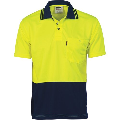 WORKWEAR, SAFETY & CORPORATE CLOTHING SPECIALISTS - HiVis Two Tone Cool Breathe Polo Shirt, Short Sleeve