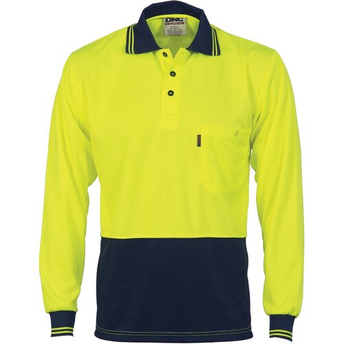 WORKWEAR, SAFETY & CORPORATE CLOTHING SPECIALISTS - HiVis Two Tone Cool Breathe Polo Shirt, Long Sleeve