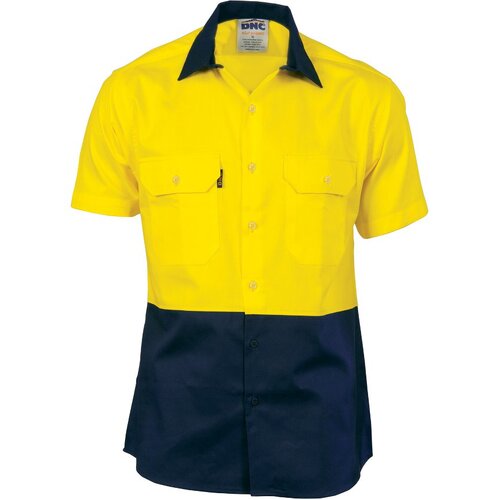 WORKWEAR, SAFETY & CORPORATE CLOTHING SPECIALISTS HiVis Two Tone Cotton Drill Shirt - Short Sleeve