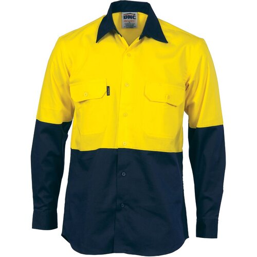 WORKWEAR, SAFETY & CORPORATE CLOTHING SPECIALISTS HiVis Two Tone Cotton Drill Shirt - Long Sleeve