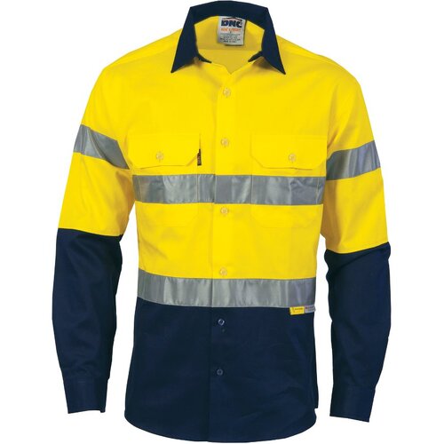 WORKWEAR, SAFETY & CORPORATE CLOTHING SPECIALISTS HiVis Two Tone Drill Shirt with 3M 8910 R/Tape - Long Sleeve