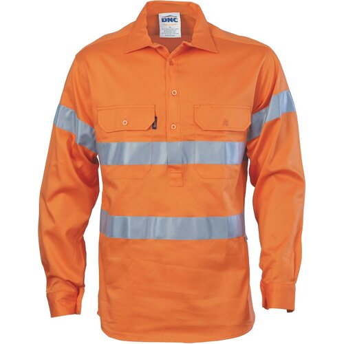 WORKWEAR, SAFETY & CORPORATE CLOTHING SPECIALISTS HiVis Close Front Cotton Drill Shirt with 3M R/Tape