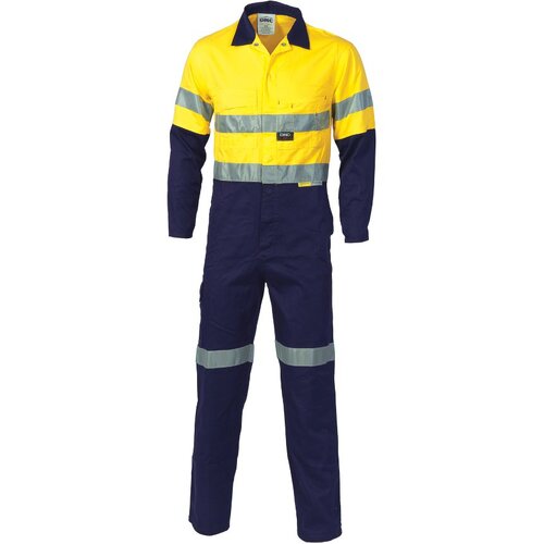 WORKWEAR, SAFETY & CORPORATE CLOTHING SPECIALISTS - HiVis Two Tone Cott on Coverall with 3M R/Tape