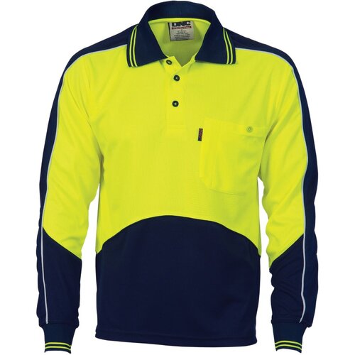 WORKWEAR, SAFETY & CORPORATE CLOTHING SPECIALISTS - HiVis Cool Breathe Panel Polo Shirt - Long Sleeve