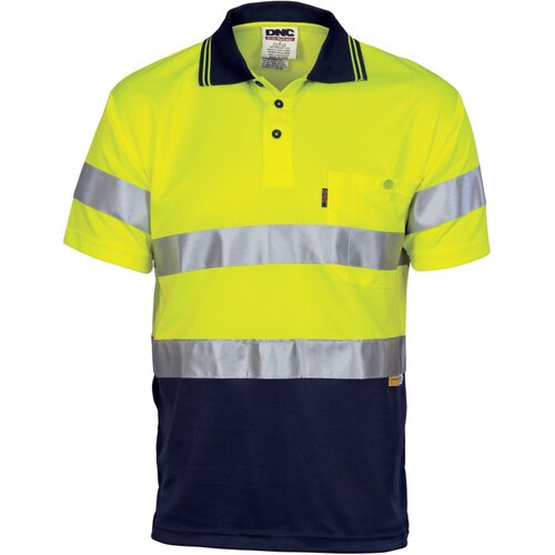 WORKWEAR, SAFETY & CORPORATE CLOTHING SPECIALISTS - Hivis D/N Cool Breathe Polo Shirt With 3M 8906 R/Tape - Short Sleeve