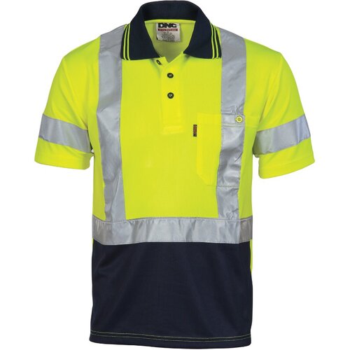 WORKWEAR, SAFETY & CORPORATE CLOTHING SPECIALISTS Hivis D/N Cool Breathe Polo Shirt With Cross Back R/Tape - Short Sleeve