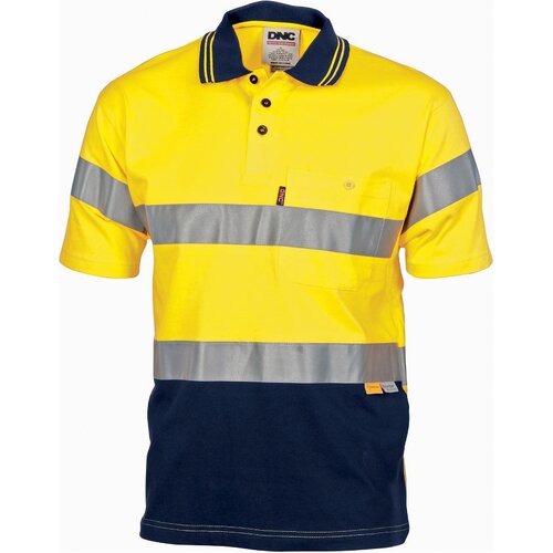 WORKWEAR, SAFETY & CORPORATE CLOTHING SPECIALISTS - Hivis Cool-Breeze Cotton Jersey Polo With CSR R/Tape - S/S