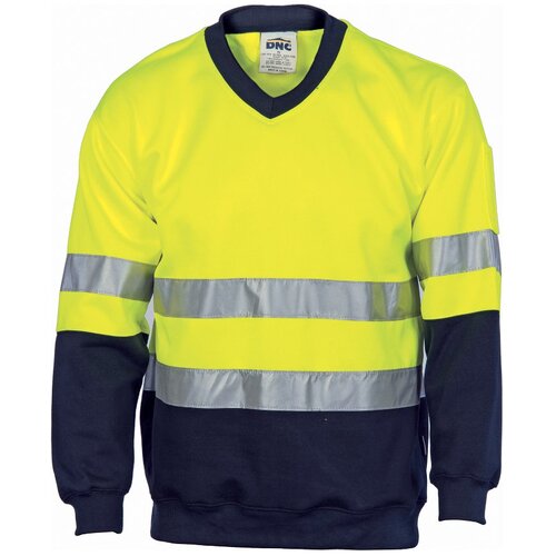 WORKWEAR, SAFETY & CORPORATE CLOTHING SPECIALISTS Hivis Two Tone Sweatshirt (Sloppy Joe) With Generic R/Tape V-Neck