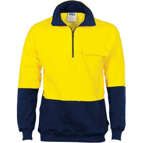 WORKWEAR, SAFETY & CORPORATE CLOTHING SPECIALISTS HiVis Two Tone 1/2 Zip Cotton Fleecy Windcheater