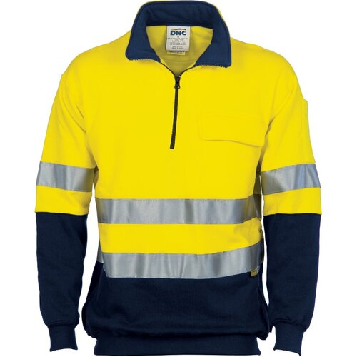 WORKWEAR, SAFETY & CORPORATE CLOTHING SPECIALISTS - HiVis Two Tone 1/2 Zip Cotton Fleecy Windcheater with 3M R/Tape