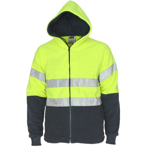 WORKWEAR, SAFETY & CORPORATE CLOTHING SPECIALISTS - Hivis full zip polar fleece hoodie with CSR R/tape