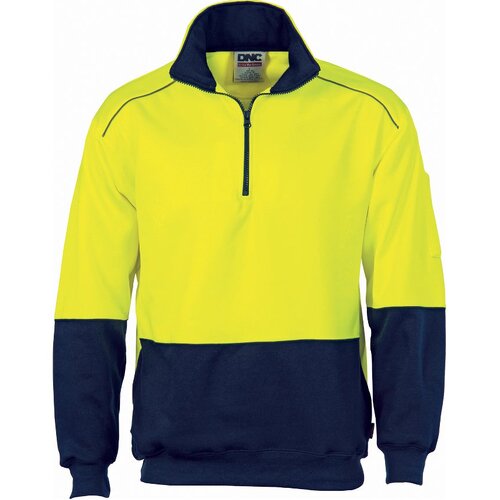 WORKWEAR, SAFETY & CORPORATE CLOTHING SPECIALISTS HiVis Two Tone 1/2 Zip Reflective Piping Sweat Shirt