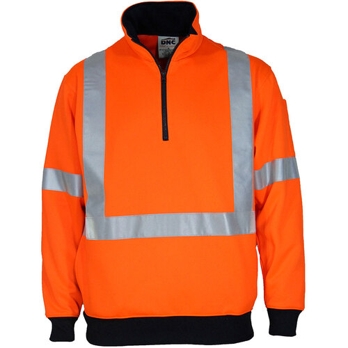 WORKWEAR, SAFETY & CORPORATE CLOTHING SPECIALISTS - Hi-vis 1/2 Zip X Back Fleecy Jumper