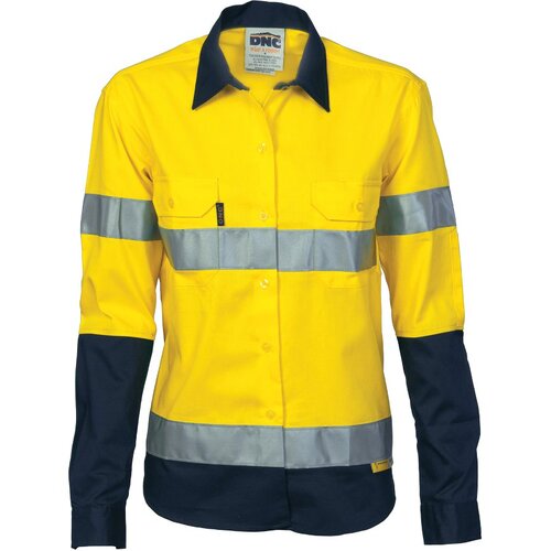 WORKWEAR, SAFETY & CORPORATE CLOTHING SPECIALISTS - Ladies HiVis Two Tone Drill Sh irt with 3M R/Tape - Long sleeve