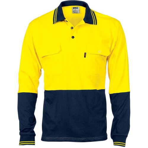 WORKWEAR, SAFETY & CORPORATE CLOTHING SPECIALISTS - HiVis Cool-Breeze 2 Tone Cotton Jersey Polo Shirt with Twin Chest Pocket - L/S