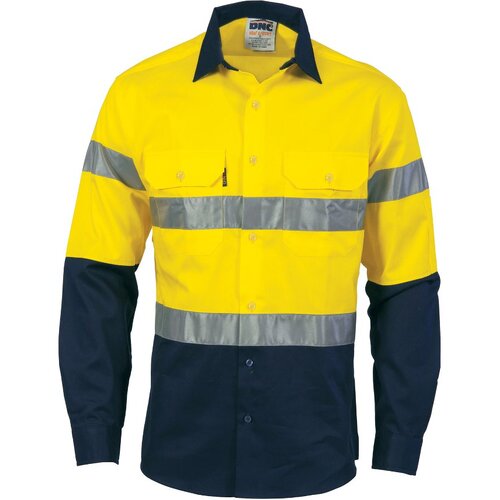 WORKWEAR, SAFETY & CORPORATE CLOTHING SPECIALISTS HiVis Cool-Breeze Cotton Shirt with Generic R/Tape - Long sleeve