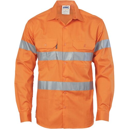 WORKWEAR, SAFETY & CORPORATE CLOTHING SPECIALISTS - HiVis Cool-Breeze Cotton Shirt with Generic R/Tape - Long sleeve