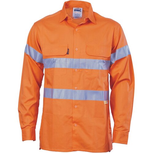 WORKWEAR, SAFETY & CORPORATE CLOTHING SPECIALISTS - HiVis Cool-Breeze Cotton Shirt with 3M 8906 R/Tape - Long sleeve