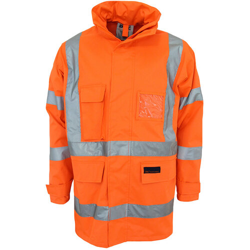 WORKWEAR, SAFETY & CORPORATE CLOTHING SPECIALISTS - HiVis "X" back Rain jacket Biomotion tape