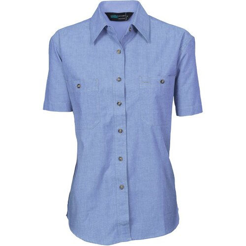 WORKWEAR, SAFETY & CORPORATE CLOTHING SPECIALISTS - Ladies Cotton Chambray Shirt - Short Sleeve