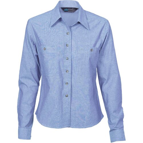 WORKWEAR, SAFETY & CORPORATE CLOTHING SPECIALISTS Ladies Cotton Chambray Shirt - Long Sleeve