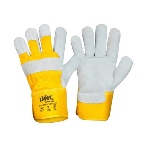 WORKWEAR, SAFETY & CORPORATE CLOTHING SPECIALISTS - Yellow Premium Grey Leather Glove