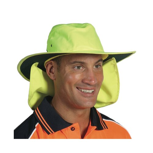 WORKWEAR, SAFETY & CORPORATE CLOTHING SPECIALISTS - HiVis Hat with Flap