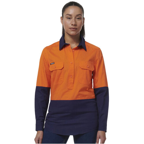 WORKWEAR, SAFETY & CORPORATE CLOTHING SPECIALISTS WORKCOOL - WOMENS VENTED CLOSED FRONT SPLICED LONG SLEEVE SHIRT