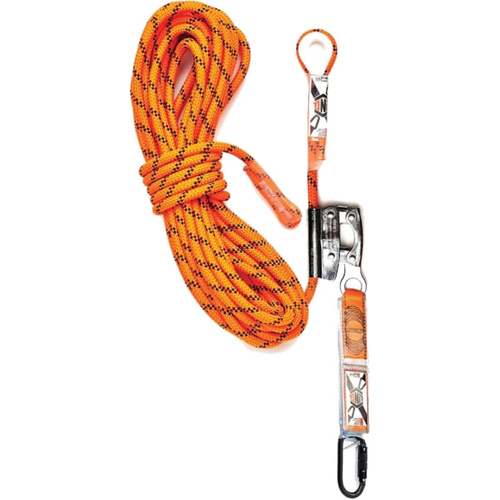 WORKWEAR, SAFETY & CORPORATE CLOTHING SPECIALISTS - ROPE KERNMANTLE 15M C/W ROPE GRAB & PERM ATTACH SHOCKY WITH SCREWGATE  KARA