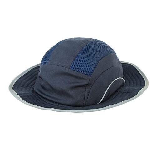 WORKWEAR, SAFETY & CORPORATE CLOTHING SPECIALISTS - BUMP CAP WIDE BRIM NAVY WITH CHIN STRAP