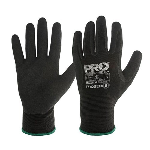 WORKWEAR, SAFETY & CORPORATE CLOTHING SPECIALISTS - ASSASSIN NITRILE SAND PALM ON BLACK POLYESTER/LYCRA LINER