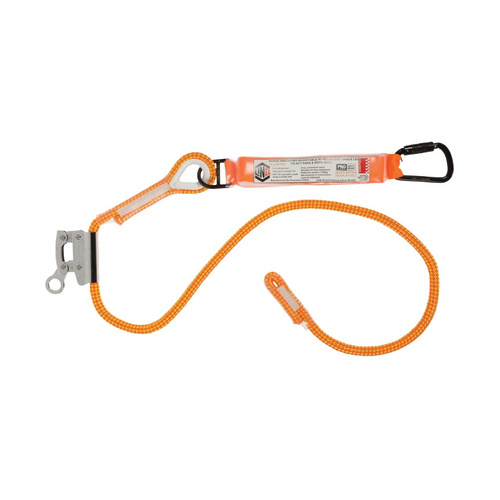 WORKWEAR, SAFETY & CORPORATE CLOTHING SPECIALISTS - LINQ Single Leg 2M Shock Absorb Adjustable Rope Lanyard with Hardware KS & RG
