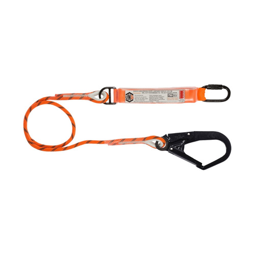 WORKWEAR, SAFETY & CORPORATE CLOTHING SPECIALISTS - LINQ Single Leg Kernmantle 2M Shock Absorb Rope Lanyard with Hardware KD & SD