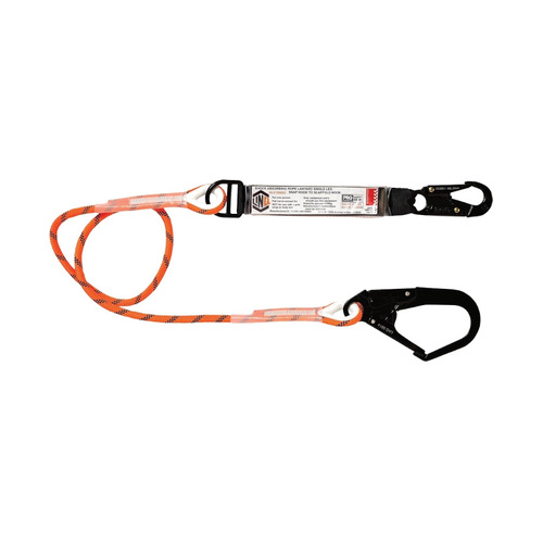 WORKWEAR, SAFETY & CORPORATE CLOTHING SPECIALISTS - LINQ Single Leg Kernmantle 2M Shock Absorb Rope Lanyard with Hardware SN & SD