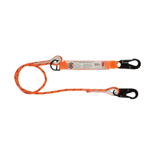 WORKWEAR, SAFETY & CORPORATE CLOTHING SPECIALISTS LINQ Single Leg Kernmantle 2M Shock Absorb Rope Lanyard with Hardware SN X2