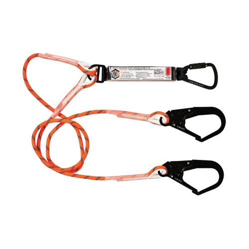 WORKWEAR, SAFETY & CORPORATE CLOTHING SPECIALISTS - LINQ Double Leg Kernmantle 2M Shock Absorb Rope Lanyard with Hardware KT & SD