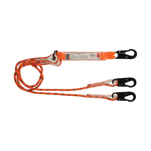 WORKWEAR, SAFETY & CORPORATE CLOTHING SPECIALISTS LINQ Double Leg Kernmantle 2M Shock Absorb Rope Lanyard with Hardware SN X3