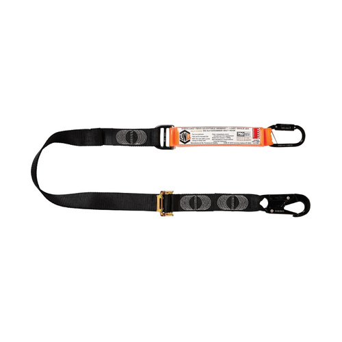 WORKWEAR, SAFETY & CORPORATE CLOTHING SPECIALISTS - LINQ Elite Single Leg Shock Absorbing 2M Adjustable Lanyard with Hardware KD & SN