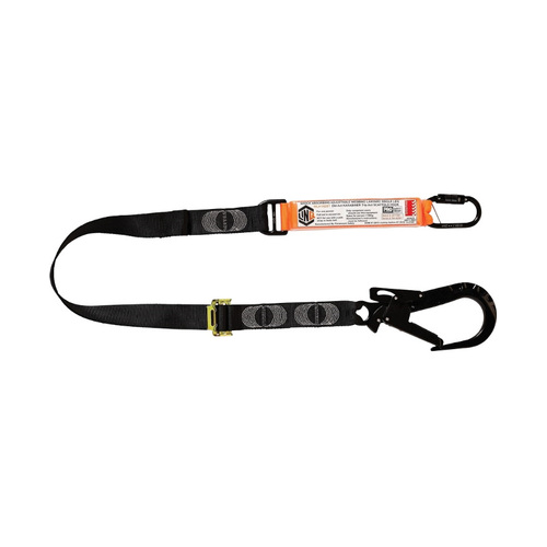 WORKWEAR, SAFETY & CORPORATE CLOTHING SPECIALISTS - LINQ Elite Single Leg Shock Absorbing 2M Adjustable Lanyard with Hardware KD & ST