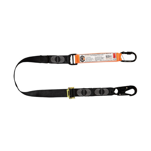 WORKWEAR, SAFETY & CORPORATE CLOTHING SPECIALISTS - LINQ Elite Single Leg Shock Absorbing 2M Adjustable Lanyard with Hardware KS & SN