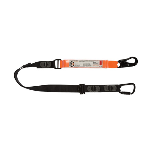 WORKWEAR, SAFETY & CORPORATE CLOTHING SPECIALISTS - LINQ Elite Single Leg Shock Absorbing 2M Adjustable Lanyard with Hardware SN & KT