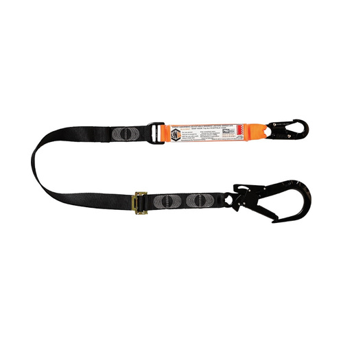 WORKWEAR, SAFETY & CORPORATE CLOTHING SPECIALISTS - LINQ Elite Single Leg Shock Absorbing 2M Adjustable Lanyard with Hardware SN & ST