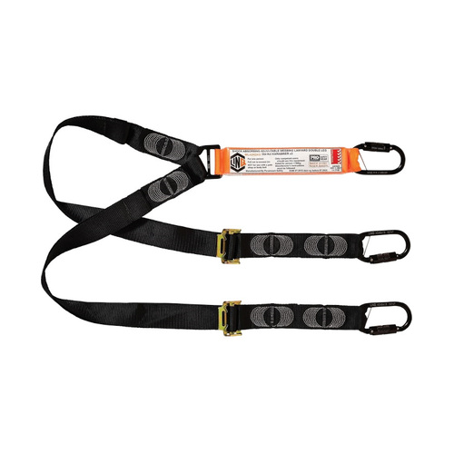 WORKWEAR, SAFETY & CORPORATE CLOTHING SPECIALISTS - LINQ Elite Double Leg Shock Absorbing 2M Adjustable Lanyard  with Hardware KD X3