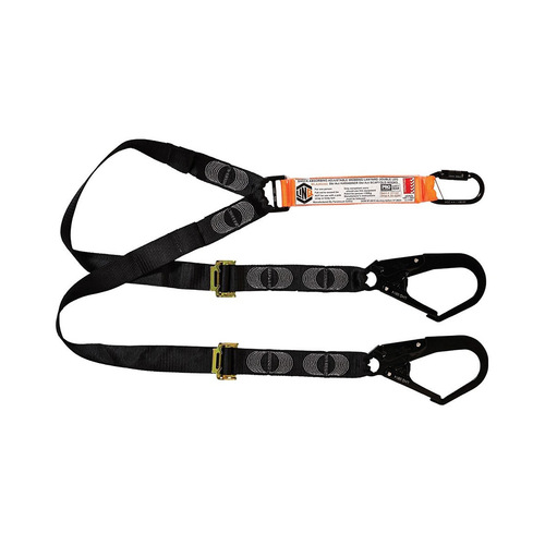 WORKWEAR, SAFETY & CORPORATE CLOTHING SPECIALISTS LINQ Elite Double Leg Shock Absorbing 2M Adjustable Lanyard  with Hardware KD & SD X2