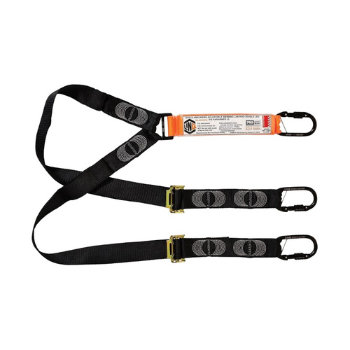 WORKWEAR, SAFETY & CORPORATE CLOTHING SPECIALISTS LINQ Elite Double Leg Shock Absorbing 2M Adjustable Lanyard  with Hardware KS X2