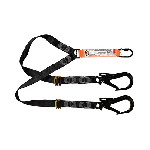 WORKWEAR, SAFETY & CORPORATE CLOTHING SPECIALISTS LINQ Elite Double Leg Shock Absorbing 2M Adjustable Lanyard  with Hardware KS & ST X2