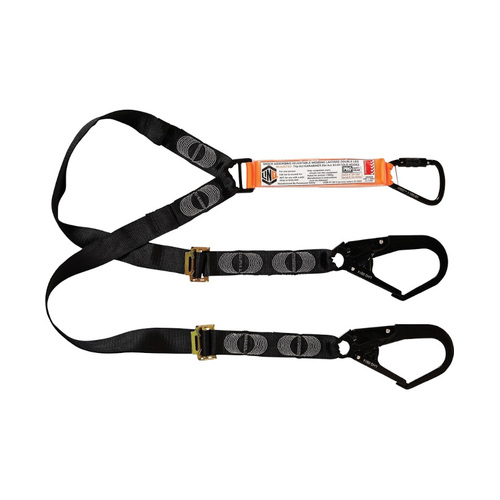 WORKWEAR, SAFETY & CORPORATE CLOTHING SPECIALISTS - LINQ Elite Double Leg Shock Absorbing 2M Adjustable Lanyard  with Hardware KT & SD X2