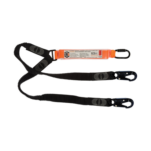 WORKWEAR, SAFETY & CORPORATE CLOTHING SPECIALISTS LINQ Elite Double Leg Elasticated Lanyard with Hardware KD & SN X2