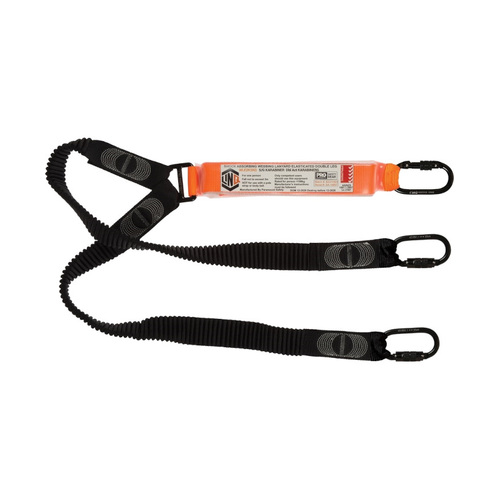 WORKWEAR, SAFETY & CORPORATE CLOTHING SPECIALISTS - LINQ Elite Double Leg Elasticated Lanyard with Hardware KS & KD