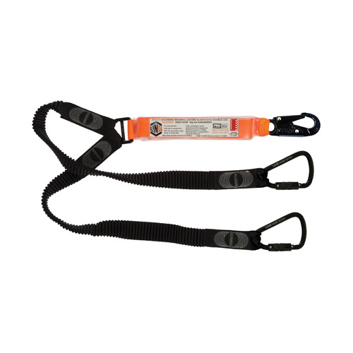 WORKWEAR, SAFETY & CORPORATE CLOTHING SPECIALISTS - LINQ Elite Double Leg Elasticated Lanyard with Hardware SN & KT X2